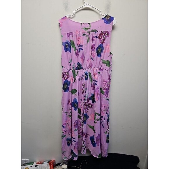 Talbots Tropical Floral Sleeveles Dress Womens Size 14 Fit Flare Lined New - Picture 4 of 8